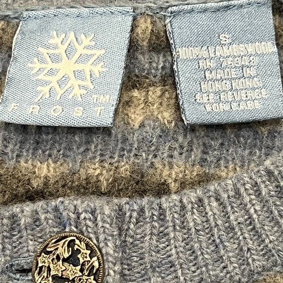 Frost Women's Vintage Wool Button Front Cardigan, Silver Buttons, Blue Gray, S - Picture 4 of 6